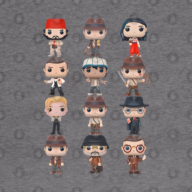 indiana jones & friends (funko pop inspired art) by shopanniekat